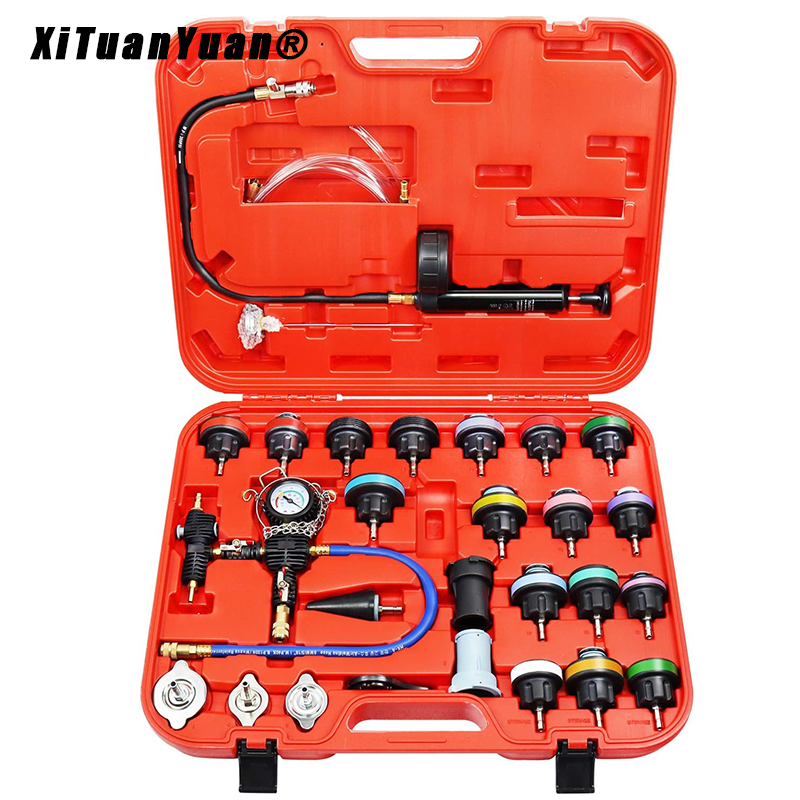 Radiator Pressure Tester - 28PCS รถ Universal เครื่องทดสอบความดันหม้อน้ําชุดสูญญากาศประเภท Cooling System