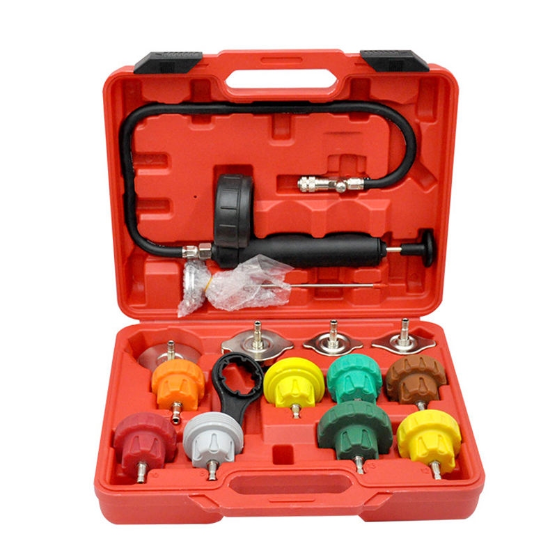 Radiator Pressure Tester - 15 ชิ้น Universal เครื่องทดสอบความดันหม้อน้ําประเภทสูญญากาศระบบทําความเย็นหัวปะเก็นรั่วถังทดสอบเครื่องตรวจจับการรั่วไหลชุด